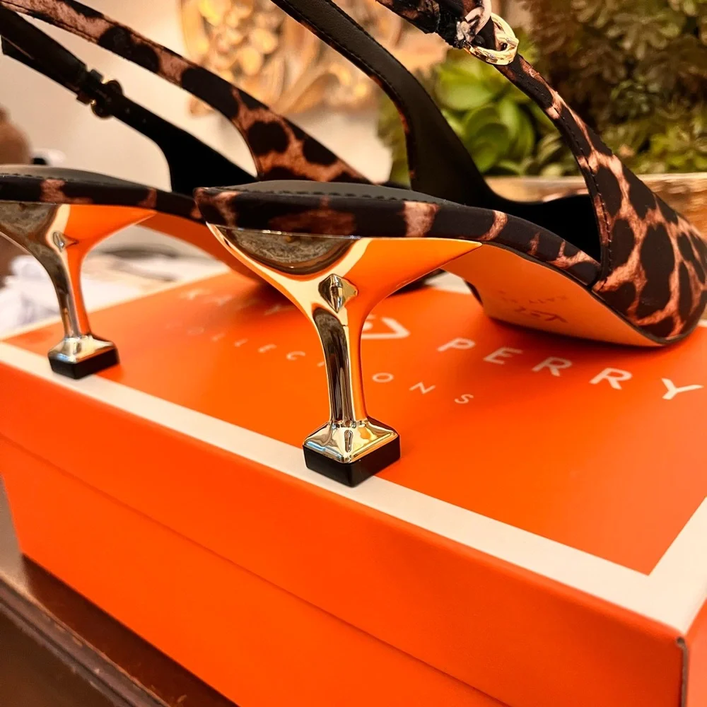 Katy Perry Collections Gorgeous Leopard Print Slingback Kitten Heels Size 8 NIB